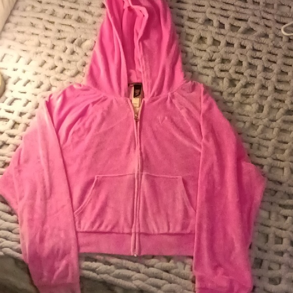 Victoria's Secret Tops - V.S. VELOUR ZIP HOODIE
